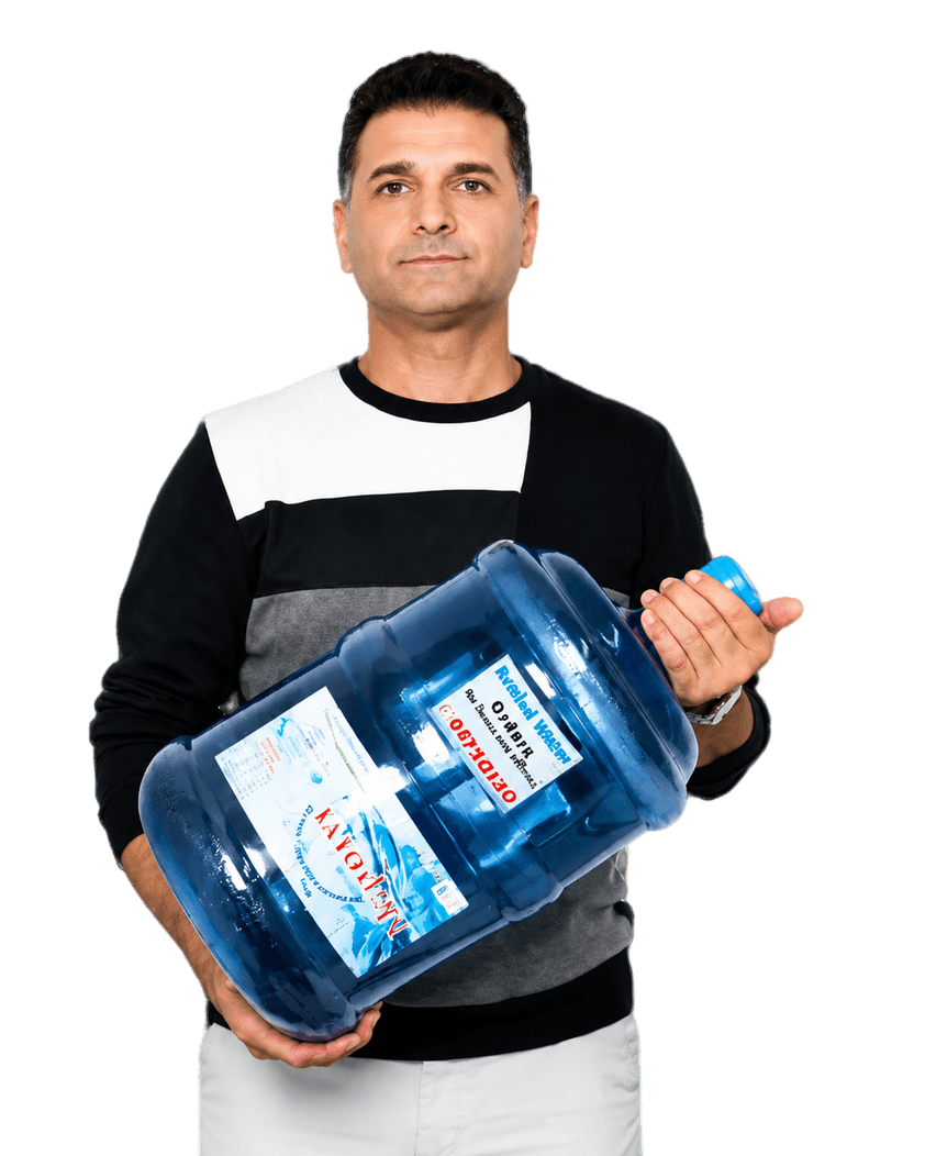 Limassol Water Delivery owner with MERSINI bottles